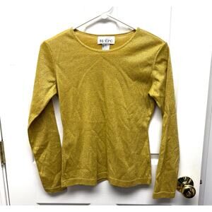 The Icing Gold Metallic Crew Neck Sweater, Lurex Poly Blend, Women's Size M